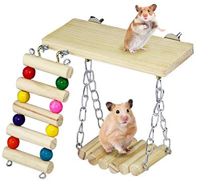 Andiker 3pcs Pequeñas Mascotas Juguetes Ejercicio para Hámster, Juguetes Colgantes para Hámster, Rompe el aburrimiento, Accesorios de Jaulas de Conejillo de Indias para Animales Pequeños