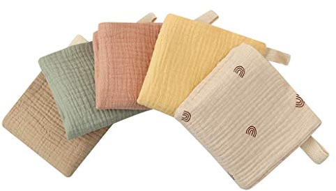 Chyuan Musselintücher für Babys, Neugeborene, Unisex, Lätzchen, Baby, Mädchen, Jungen, bequem, Musselin, Spucktuch, 100% Baumwolle, Mehrfarbig, 5 Stück