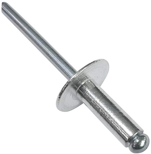 AERZETIX - C48165 - Satz von 100 Blindnieten blindniet Ø4.8x14mm mit großkopf 16mm - DIN 7337 C - popnieten - nieten mit bruchfest stange - aus aluminium stahl