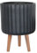 IDEALIST 26cm Large Indoor Plant Pot for Trees | Fluted Black Reinforced Stone Planter with Legs| Flower Pot Cover D26 H41 cm, 12.5 litres
