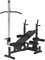 GORILLA SPORTS® Kraftstation - Hantelbank mit verstellbare Hantelablage, Latzugturm, Butterfly, Beincurler, Schwarz oder Weiss - Trainingsbank, Fitnessstation, Trainingsstation (Schwarz)