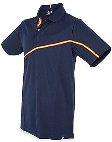 Polo Hombre Manga Corta, Azul Marino, Dry & Fresh, Tejido Técnico, Transpirable, Bandera de España (M)