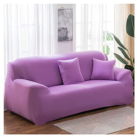AMDXD Sofa Überwürfe 4 Sitzer, Einfarbig Elastische Stretch Sitzer Sofa Hussen Geeignet für 1/2/ 3/4 Sitzsofa und Ecksofa, in Polyester, Anti-Rutsch, Elastischer Helles Lila
