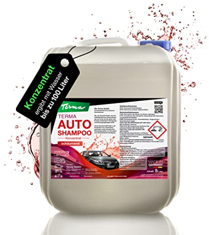 Terma Autoshampoo 5L Konzentrat Profi Qualität Auto Shampoo mit exzellenter Reinigungskraft und Schaumbildung löst auch hartnäckige Verschmutzungen, Hochdruckreiniger, Auto aussen Pflege,