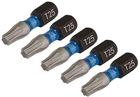 Draper 05494 TX-Star Impact Screwdriver Bits, T25 x 25mm (Pack of 5),Blue and Black