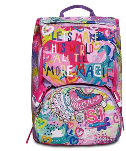 SJ GANG STYLE JAM GANG Rucksack, Schulranzen für Grundschule, ab 1. Klasse, Erweiterbarer Schulranzen, Extra Volumen; Geräumige Schultasche für Mädchen und Jungen, rosa