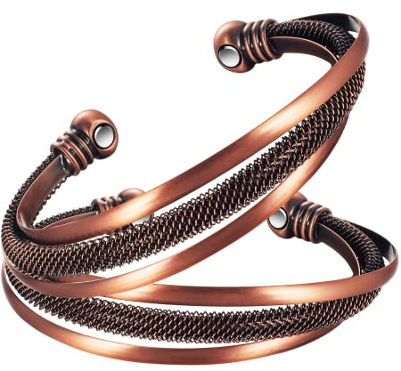 3500 Gauss Magnetische Behandlung Arthritis Männliche und Weibliche Armbänder, 2 Super Starke Magnet Kupfer Armbänder, fördert effektiv die Blutzirkulation und lindert Arthritis Schmerzen (2PC)