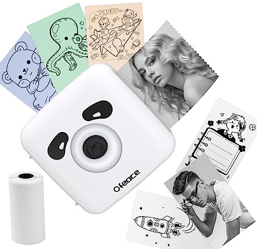 Ofeace Impresora Portatil, 300DPI Impresora Fotos Movil de Alta Resolución, Mini Impresora Termica Compatible con Android/iOS, Impresora Multifuncion para Etiquetas de Notas Lista Fotos, Diseño Panda
