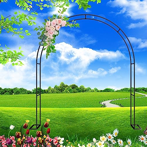 ERICAT Rosenbogen Metall, Gartenbogen, Rosenbogen Selber Bauen, Rankgitter für Pergola, Torbogen Rankhilfe für Kletterpflanzen, für Blumen/Obst/Gemüse (Color : Nero, Size : 300x220x25cm)