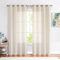 TOPICK Gardinen mit Ösen, Vorhänge Wohnzimmer Leinen Beige Leinenoptik Vorhang halbtransparent Lichtfilterung perfekt für Schlafzimmer Bauernhaus Ösenschal 130x245cm Natur 2er Set