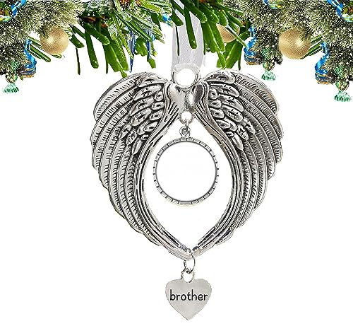 LYPER Angel Wings Christmas Photo Frame Pendant, Custom Memorial Ornament Always in My Heart Xmas Tree Hanging Decoration in Heaven