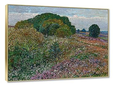 JZSDGB Goldener Rahmen-Wandbild Poster von Heinrich Vogeler–Giclée auf Leinwand Drucken-Berühmtes Gemälde Reproduktion-Am Rande der Heide-Bild auf Leinwand-Wand-deko Dekoration50x65cm(19x26in)