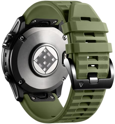 Laffav Kompatible mit Fenix 6 Pro/Fenix 6/Fenix 7/Fenix 7 Pro/Fenix 5/5 Plus Armband, Silikon QuickFit 22mm Uhren Ersatzarmband für Instinct/Epix 2/Forerunner 255/945/935,Olivgrün