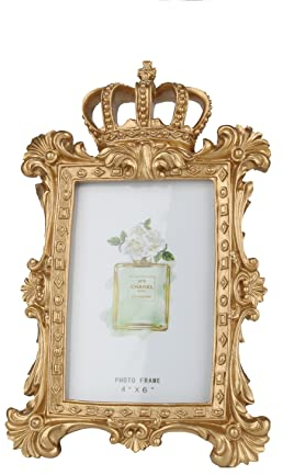 Willump Bilderrahmen Mit Goldener Krone, 9,4 Mal 14,5 cm Harz im Rahmen und Rahmen - Retro-Bilderrahmen Mit Bildern Von Familien(Ein Quadrat-9,4 x 14,5 cm)