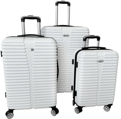 LINDER EXCLUSIV LEX 3er Kofferset Trolley ABS Reisekofferset 3tlg: 55x37x24cm, 65x43x27cm, 75x49x29cm (Weiss)