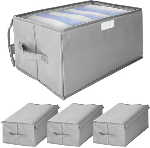 DAJAVE Aufbewahrungsboxen mit Deckel 3er Set, Aufbewahrungsbox 7 Fächer, Organizer Schrank, Schubladen-Ordnungssystem, Schubladen Organizer Kleidung Faltbar für Hosen, Kleidung(36x25x20cm)