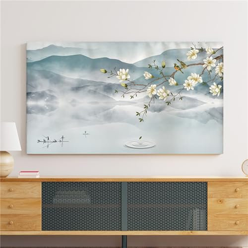 Treer TV Housse Anti-Poussière, Housses de Télévision en Tissu Élastique Couverture de Télévision Protection Housse d'Écran Protection for 22 à 75 Pouces (65 pouces,Peinture à l'encre 3)
