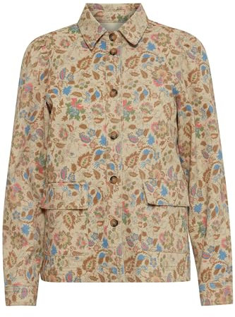 Atelier Rêve IRAPRIL JA2 Damen Übergangsjacke Kurzjacke Jacke ungefüttert Hemdkragen 98% Baumwolle, 2% Elasthan loose fit, Größe:40, Farbe:FOLKLORE (202566)
