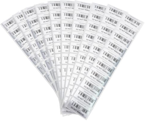ECSiNG 100 Stück Manipulationssichere Sicherheits-Void-Aufkleber Offensichtliche Sicherheitsgarantie-Void-Etiketten mit Einem Barcode 25 X 50 Mm/1 X 2 Zoll Silber