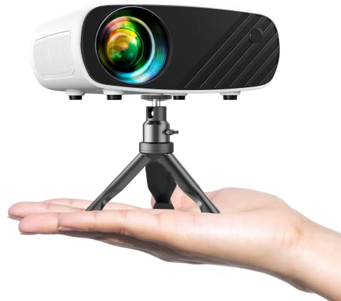 ELEPHAS Beamer Mini Beamer 4K Heimkino - Full HD 1080P 14000 Lux Mit Stativ und Transporttasche, Projektor Portable kompatibel mit Android/iOS/Windows/TV Stick/HDMI/USB
