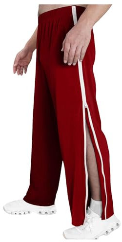 WAZHAKU Jogginghose Herren Baggy Sweatpants mit Knöpfen An Der Seite Trainingshose Mit Seitlicher Knopfleiste Zum Öffnen Button Up Sporthose Elastischer Bund Streifen Reha Hose Mit Taschen