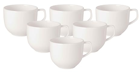 Villeroy & Boch Afina Lot de 6 tasses à café en porcelaine de qualité supérieure, pour café et thé, fabriquées en Allemagne, passent au lave-vaisselle et au micro-ondes, empilables, blanches