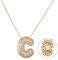 RWQIAN Bubble Buchstaben Kette Gold C Damen Balloon Initialen Haskette Bling Zirkonia Buchstaben Kette Anhänger Blase Letter Schmuck Geschenke für Frauen