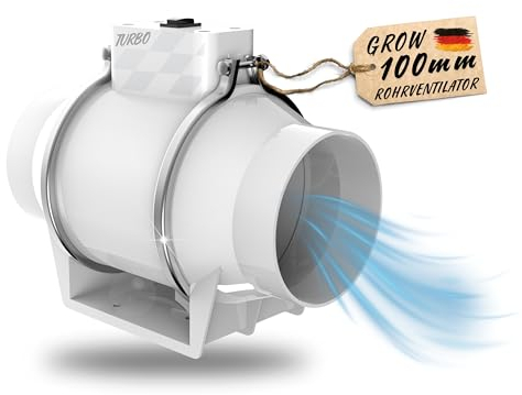 TronicXL Premium Axial Rohrventilator 100mm leise I Rohrlüfter Abluftventilator Abluft/Zuluft Grow Lüfter Ventilator für Homebox Growbox Growschrank
