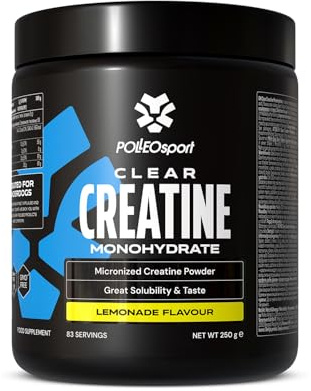 Polleo Creatine Monohydrate, 250g - Für Kraft & Leistungssteigerung - Kreatin Supplement für Fitness, Sport & Training - Halal (250 g, Lemonade)