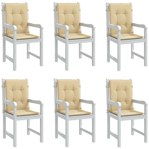 qohoio Niedriglehner-Auflagen 6 STK. Gartenstuhlauflagen Auflagen FüR Gartenmö Gartenstuhl AuflageMelange Beige 100x50x4 cm Stoff