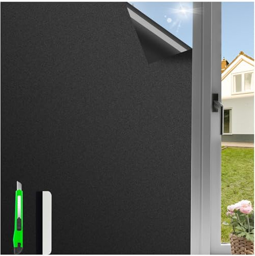 Antrect Blackout Window Film Privacy Film For Glass Windows Tint Frosted Reflective Static Cling Opaque Film Sun Blocker