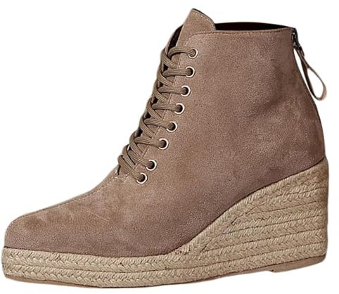 WKAYsIV Western-Stivali-Stivaletti-Marrone Stivali con Zeppa Interna Donna Stivaletto Bianco Tacco Estivo 37 27.99