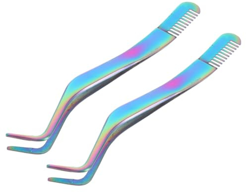 HAPINARY 2stücke Wimpernpinzette Mit Kamm Ende Pinzette Wimpern Werkzeug Für Wimpernverlängerung Augenbrauenpinzette Für Damen Profi