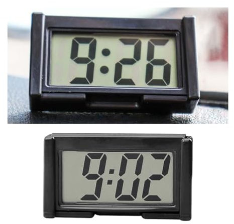 CGEAMDY Kleine Selbstklebende Elektronische Uhr, Auto-Uhr Armaturenbrett, Mini-Auto-Uhr, Auto Elektronische Digitaluhr, Lcd-Digitaluhr, Auto-Uhr Für Autos, Haus, Schreibtisch Und Büro(Schwarz)