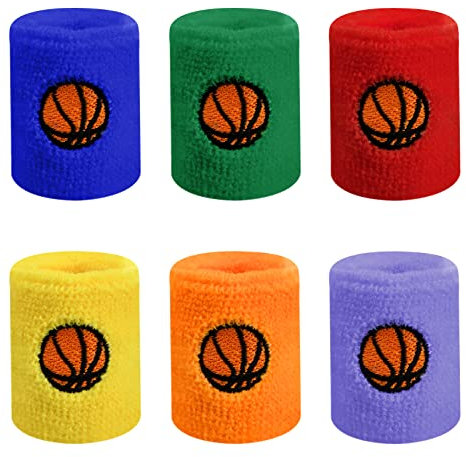 6er-Set Kinder Sport Schweißbänder Fußball Bunt Baumwolle Handgelenk Schweißband Armbänder, Absorbierende Wristbands für Fußball, Basketball und Leichtathletik