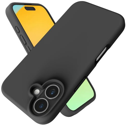 Andwing For iPhone 16 Case,Liquid Silicone Case For iPhone 16 Phone case Soft Phone Case Shockproof Cover Anti-Fingerprint Anti-Slip,For iPhone 16 6.1 Black