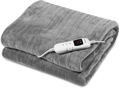 HYUNDAI ELECTRONICS I Heizdecke CCH 130 I 120 W I 6 Heizstufen I Temperatureinstelung 30-45 °C I Mikrofleece I Fernbedienung I Timer I Maße: 130 x 160 cm I Maschinenwaschbar