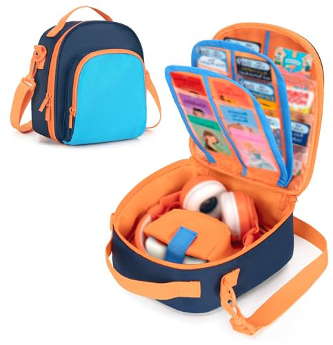 LoDrid Storage Bag Compatible with Yoto Mini (2024 Edition), Portable Carrying Case for Audio Music Player & Headphone Accessories, Card Holder Hold Up to 30 Cards, Blue, (Bag Only)