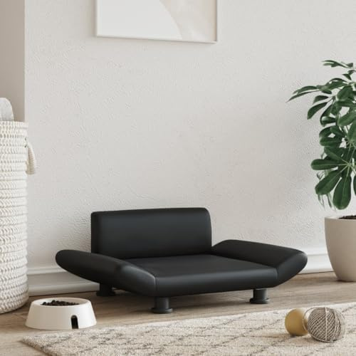 Hovothy Hundebett Bequeme Haustierbett Hundecouch Welpenbett Kunstleder Haustiersofa Schlafplatz für Hunde als Auch Katzen Geeignet Wasserabweisend und Langlebig Schwarz 70x45x28 cm