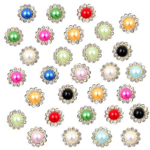 150 PCS Strasssteine Blumenklauenperlen Metallbasis Kunststoff Goldfarbene Flache Rückseite Strasssteine Blume Knopf, Perlenknöpfe Zum Auf Knöpfe Embellishments Für Kleidung Kleidung Taschen Schuhe