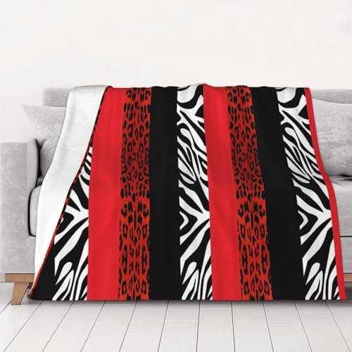 GSGCSBYMLG Decke mit rotem Leoparden- und Zebramuster, warme Decke, Dekoration, Überwurfdecke