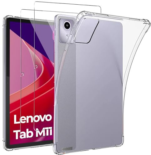 KUSINHOKA Coque pour Lenovo Tab M11 2024 (10.95 Pouces) + [2 Pièces] Verre Trempé, Souple Silicone Protection Étui, [Antichoc], [Anti-Rayures], Ultra Mince Transparente Housse Case