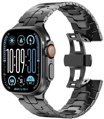KADES 49mm 46mm 45mm 44mm 42mm(Series 3) für Apple Watch ultra 2 Armband,24mm verbreitertes Design Titan Metall Glieder armband für Appl Watch Ultra 2/Ultra,Series 10/9/8/7/6/5/4/3/2/1,Schwarz