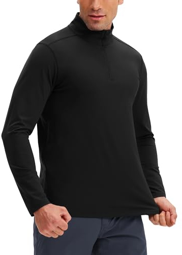 33,000ft Men's 1/4 Zip Active Sports Shirt Lightweight Sweatshirt | Breathable, Quick-Dry, Moisture-Wicking, Stand-Up Collar, Stretch, for Running Training Gym Hiking Casual