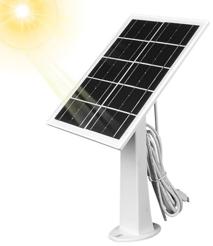 Missmisq Panel Solar USB C,Placa Solar Para Cámaras Con Soporte Ajustable 360 Grados - Accesorios Tipo-C Con Soporte Ajustable 360° Para Baterías, Electrónicos Y Exteriores