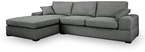Homes & Jones Ecksofa Veda – Stilvolles Polstersofa in L Form mit Strukturstoff – Komfortable Kaltschaum-Polsterung & stabiles Holzgestell – Modernes Sofa in L-Form, pflegeleicht