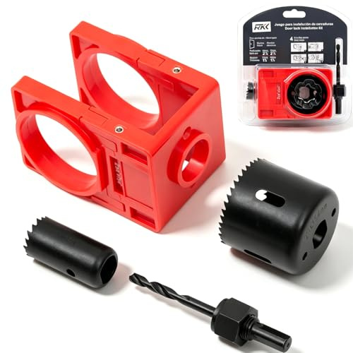 Uadme Door Lock Installation Kit, Adjustable Jig for 35-45mm | C Clamp Design, Includes Carbon Steel Hole Saw, For Metal and Wood Doors, Easy Setup