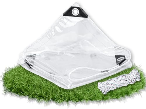 Durchsichtige Plane mit ösen,Abdeckplane Transparent,Wintergarten Plane Transparent,für Camping Balkon Pavillon Garten,0.2mm Dick Multifunktionale PVC,3x5m