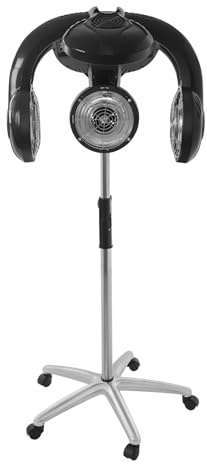 Trockenhaube Standgerät, Trockenhauben 1400W mit 5 Heizköpfen & LCD-Display, Höhenverstellbar für Salon/Heimanwendung, Hair Steamer Ideal zum Färben/Permen/Pflegen, 5 Rollen (Schwarz)