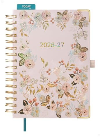BEZEND Kalender 2026 2027 Buchkalender A5 1 Woche 2 Seiten (21,5 x 15,5 cm) | 18-Monate Wochenplaner (Juli 26-Dez 27), Spiralbindung Hardcover, 120 GSM Papier, Rosa